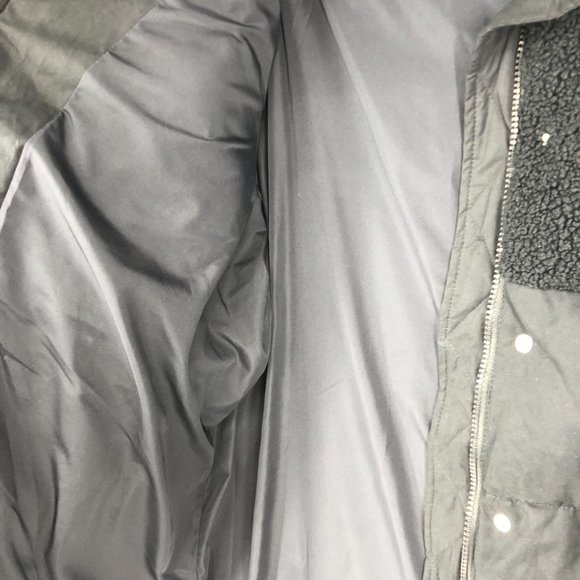 Good American Sherpa Mix Cocoon Puffer Jacket Midnight Blue size 3 / Large - Picture 7 of 8